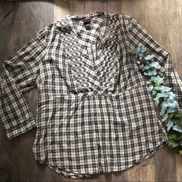 torrid Tops - Torrid | Black & White Plaid Pop Over Top